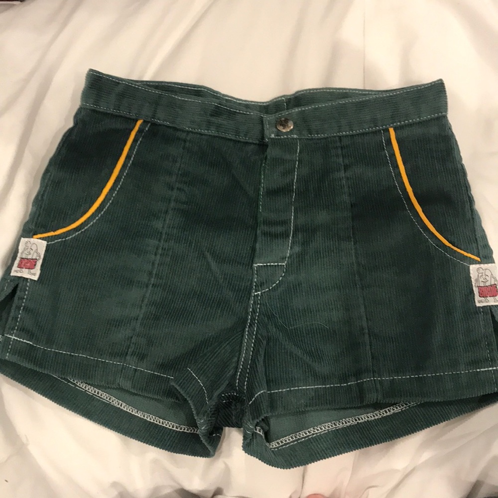 Bird well beach britches in green corduroy.